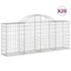 vidaXL Paniers à gabions arqués 20 pcs 200x30x80/100 cm Fer galvanisé