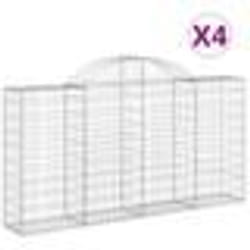 vidaXL Paniers à gabions arqués 4 pcs 200x30x100/120 cm Fer galvanisé