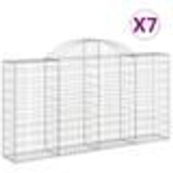 vidaXL Paniers à gabions arqués 7 pcs 200x30x100/120 cm Fer galvanisé