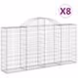 vidaXL Paniers à gabions arqués 8 pcs 200x30x100/120 cm Fer galvanisé