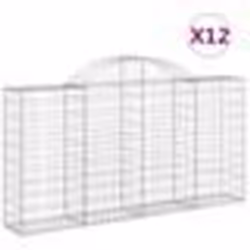 vidaXL Paniers à gabions arqués 12 pcs 200x30x100/120 cm Fer galvanisé