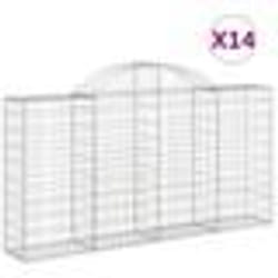vidaXL Paniers à gabions arqués 14 pcs 200x30x100/120 cm Fer galvanisé