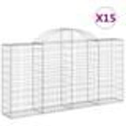 vidaXL Paniers à gabions arqués 15 pcs 200x30x100/120 cm Fer galvanisé