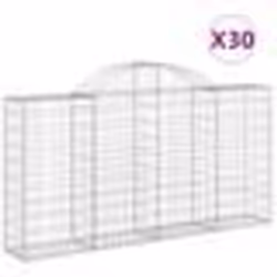 vidaXL Paniers à gabions arqués 30 pcs 200x30x100/120 cm Fer galvanisé