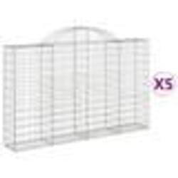 vidaXL Paniers à gabions arqués 5 pcs 200x30x120/140 cm Fer galvanisé