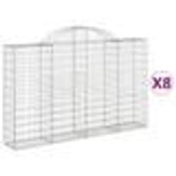 vidaXL Paniers à gabions arqués 8 pcs 200x30x120/140 cm Fer galvanisé