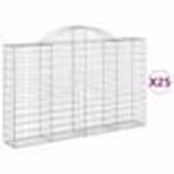 vidaXL Paniers à gabions arqués 25 pcs 200x30x120/140 cm Fer galvanisé