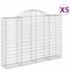 vidaXL Paniers à gabions arqués 5 pcs 200x30x140/160 cm Fer galvanisé