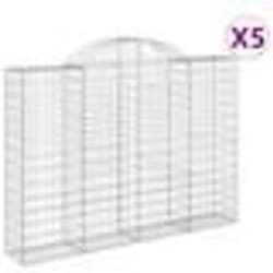vidaXL Paniers à gabions arqués 5 pcs 200x30x140/160 cm Fer galvanisé