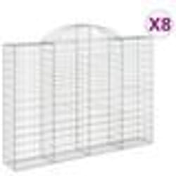 vidaXL Paniers à gabions arqués 8 pcs 200x30x140/160 cm Fer galvanisé
