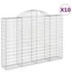 vidaXL Paniers à gabions arqués 10 pcs 200x30x140/160 cm Fer galvanisé
