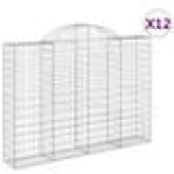 vidaXL Paniers à gabions arqués 12 pcs 200x30x140/160 cm Fer galvanisé