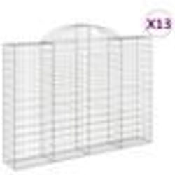 vidaXL Paniers à gabions arqués 13 pcs 200x30x140/160 cm Fer galvanisé