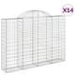 vidaXL Paniers à gabions arqués 14 pcs 200x30x140/160 cm Fer galvanisé