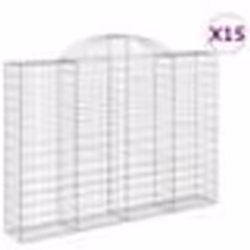 vidaXL Paniers à gabions arqués 15 pcs 200x30x140/160 cm Fer galvanisé
