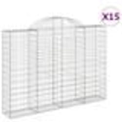 vidaXL Paniers à gabions arqués 15 pcs 200x30x140/160 cm Fer galvanisé