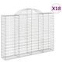 vidaXL Paniers à gabions arqués 18 pcs 200x30x140/160 cm Fer galvanisé