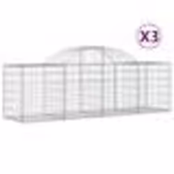 vidaXL Paniers à gabions arqués 3 pcs 200x50x60/80 cm Fer galvanisé
