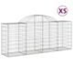 vidaXL Paniers à gabions arqués 5 pcs 200x50x80/100 cm Fer galvanisé