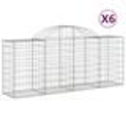 vidaXL Paniers à gabions arqués 6 pcs 200x50x80/100 cm Fer galvanisé