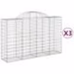 vidaXL Paniers à gabions arqués 3 pcs 200x50x120/140 cm Fer galvanisé