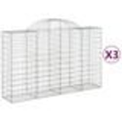 vidaXL Paniers à gabions arqués 3 pcs 200x50x120/140 cm Fer galvanisé