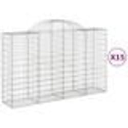 vidaXL Paniers à gabions arqués 15 pcs 200x50x120/140 cm Fer galvanisé