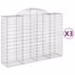 vidaXL Paniers à gabions arqués 3 pcs 200x50x140/160 cm Fer galvanisé