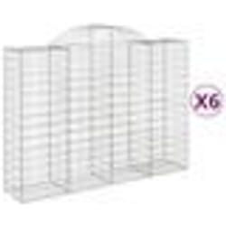 vidaXL Paniers à gabions arqués 6 pcs 200x50x140/160 cm Fer galvanisé