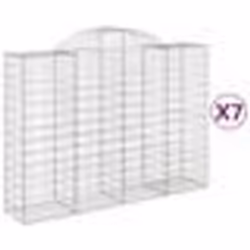 vidaXL Paniers à gabions arqués 7 pcs 200x50x140/160 cm Fer galvanisé