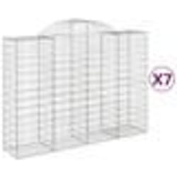 vidaXL Paniers à gabions arqués 7 pcs 200x50x140/160 cm Fer galvanisé