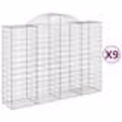 vidaXL Paniers à gabions arqués 9 pcs 200x50x140/160 cm Fer galvanisé
