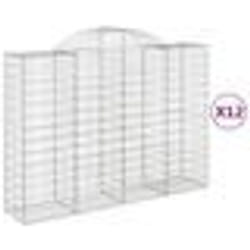 vidaXL Paniers à gabions arqués 12 pcs 200x50x140/160 cm Fer galvanisé