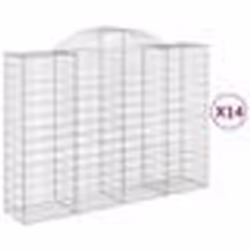 vidaXL Paniers à gabions arqués 14 pcs 200x50x140/160 cm Fer galvanisé