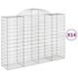vidaXL Paniers à gabions arqués 14 pcs 200x50x140/160 cm Fer galvanisé