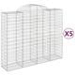 vidaXL Paniers à gabions arqués 5 pcs 200x50x160/180 cm Fer galvanisé
