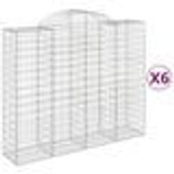 vidaXL Paniers à gabions arqués 6 pcs 200x50x160/180 cm Fer galvanisé
