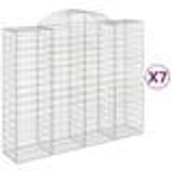 vidaXL Paniers à gabions arqués 7 pcs 200x50x160/180 cm Fer galvanisé