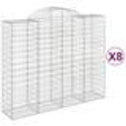 vidaXL Paniers à gabions arqués 8 pcs 200x50x160/180 cm Fer galvanisé