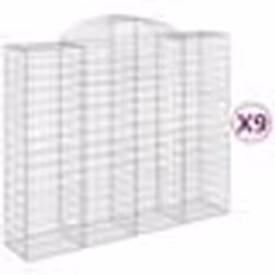 vidaXL Paniers à gabions arqués 9 pcs 200x50x160/180 cm Fer galvanisé