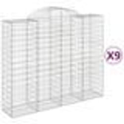 vidaXL Paniers à gabions arqués 9 pcs 200x50x160/180 cm Fer galvanisé