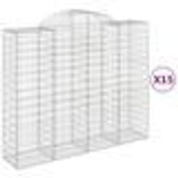 vidaXL Paniers à gabions arqués 15 pcs 200x50x160/180 cm Fer galvanisé