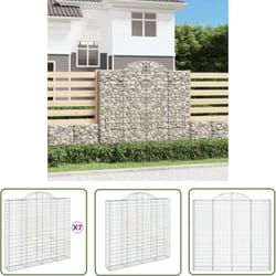 vidaXL Paniers à gabions arqués 7 pcs 200x50x180/200 cm Fer galvanisé