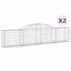 vidaXL Paniers à gabions arqués 2 pcs 300x30x60/80 cm Fer galvanisé