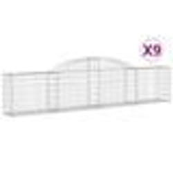 vidaXL Paniers à gabions arqués 9 pcs 300x30x60/80 cm Fer galvanisé
