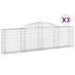 vidaXL Paniers à gabions arqués 3 pcs 300x30x80/100 cm fer galvanisé