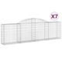 vidaXL Paniers à gabions arqués 7 pcs 300x30x80/100 cm fer galvanisé