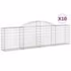vidaXL Paniers à gabions arqués 10 pcs 300x30x80/100 cm fer galvanisé