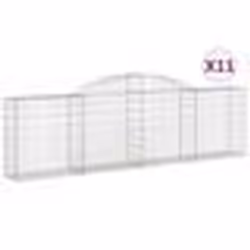 vidaXL Paniers à gabions arqués 11 pcs 300x30x80/100 cm fer galvanisé