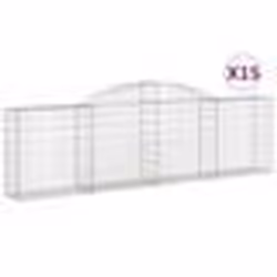 vidaXL Paniers à gabions arqués 15 pcs 300x30x80/100 cm fer galvanisé